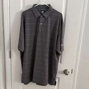 FootJoy Charcoal and White Striped Polo Shirt
